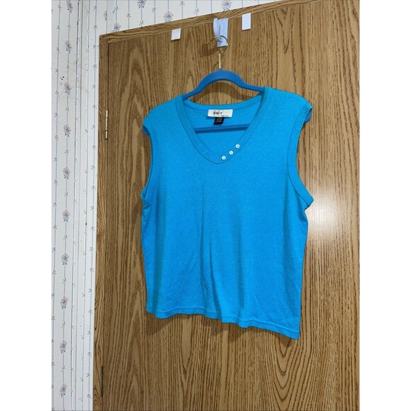 Vintage Kikit XL Tank Shine Tank Michael Stars Esque Turquoise Resort Wear Party - Picture 1 of 5